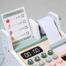 Wooden Toys Cash Register With Scanner Calculator Till Toy For Kids, Pretend Play Shop Toys, Role Play Toys Shopping Playset, Educational Learning Brithday Gift For Boys And Girls - Pink - View 10