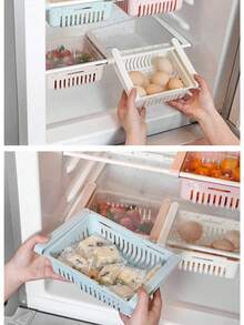 1pc/2pcs Expandable Refrigerator Storage Basket, Refrigerator Storage Box - View 3