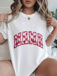 Camiseta Casual de Manga Corta para Mujer Estilo Vintage - Estampado de Fresas en Letras Rojas y Rosas, Cuello Redondo, Top de Verano, Lavable a Máquina, Camisetas para Mujer, Ropa Casual, Estilo Moderno, Ajuste Cómodo  
 BlackFashion - Blanco - Ver 7