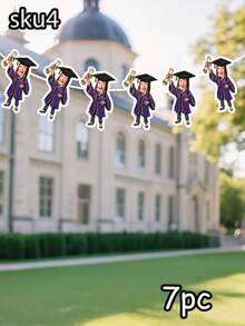 7/14/21pc Custom Photo Graduation Caricature Banner Garland – Personalized Grad Cap & Gown Face Bunting, Custom Graduation Party Decorations, Cute Graduate Photo Banner For Class Of 2026, Graduation Party, Commencement, And Grad Celebration,Graduation Gifts - Multicolor - View 12