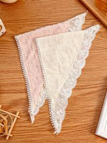 1pc Fashion Novelty Large Bandana Headband, Denim Print & Solid Color Bohemian Style, Suitable For All Seasons - Baby Pink - View 5