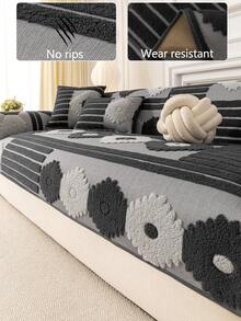 1pc All-Season Thick Warm Sofa Cushion Cover, Modern Minimalist Non-Slip Sofa Seat Pad, Dust-Proof & Washable Sofa Slipcover, Soft & Fade-Resistant Bedroom Decor, Pet-Friendly Couch Protector Fits L-Shaped And 1/2/3/4 Seater Sofas - Dark Grey - View 2