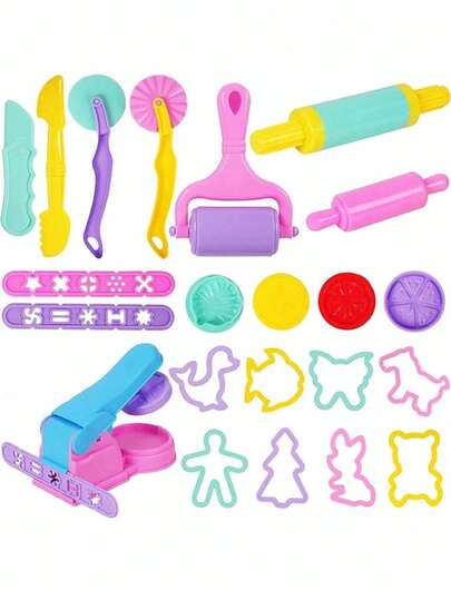 22/7 Colored Clay Tool Kit, Including Plastic Animal Slice ,Molds And Accessories, Multi-Color Model Clay, Clay Sculpting Kit, Animal/Flower/Font Patterns, And Plastic Sealing Tools.