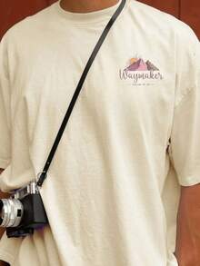 Costero |   Camiseta de manga corta con estampado de montaña de estilo casual de vacaciones para hombres |   Adecuado para uso en verano |   playera de méxico - Blanco - Ver 4