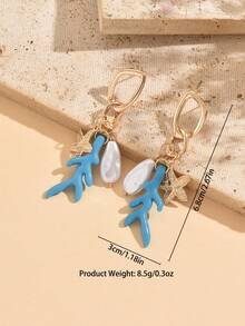 1 Par de Brincos Elegantes e da Moda com Pingente de Oceano, Adequado para Uso Diário e Ocasiões de Férias de Mulheres - Turquesa - Visão 4