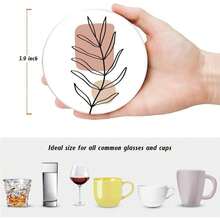 6 Pcs Abstract Floral Line Art Coasters With Holder, Minimalist Boho Absorbent Ceramic Drink Coasters For Home Decor - Beach 2 - View 6