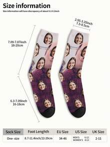 1 Pair Customized Face Pattern Socks, Personalized Photo Socks, Customized Funny Face Socks, Customized Pattern Socks, Print Any Face Image On Socks, Anniversary Gift, Valentine's Day Gift, Unique Birthday Gift, Customized Collectible Gift - Multicolor - View 5