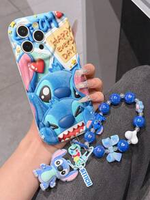Disney Lilo & Stitch Phone Case With Stitch Charm And Stitch Lanyard - Cute Stitch Protective Case With Happy Everyday Photo Frame Design, Equipped With Delicate Stitch Decorative Lanyard And Beaded Bracelet For Easy Carrying, Compatible With IPhone 17, 16, 15, 14, 13, 12, 11 Pro Series, Ideal For Birthdays, Holidays, Anniversaries, Graduation Gifts, Or Any Special Occasion To Surprise Family, Friends, Classmates, And Loved Ones. - 白色 - 查看 4