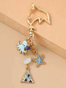 A Creative, Unisex Keychain Featuring A Blend Of Design Elements,Including Seashells, Starfish, Turquoise Accents, Seahorses, Octopuses - Multicolor - View 8