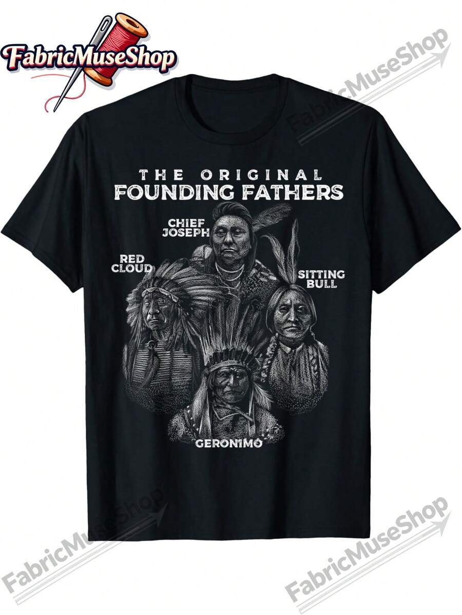 La Camiseta Original con Temática de los Padres Fundadores de la Nación Americana| Camiseta Casual Transpirable, Elegante Top de Verano, 100% Tela para Exteriores, Perfecta para Hombres y Mujeres, Corte Regular, Cuello Redondo, Estampado con Transferencia Térmica, Ideal como Regalo para Halloween, Acción de Gracias y Navidad. - Negro - Ver 1