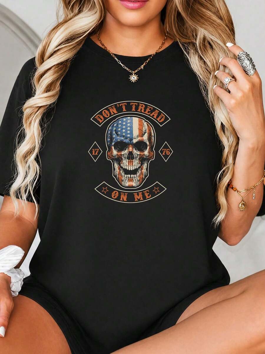 No me pises el cráneo Diseño americano Fl-ag, Impresión de arte gráfico patriótico, Estilo vintage angustiado con texto de 1776, Colores rojos, blancos y azules, Militar Fr.jpgRegalos personalizados: Camisetas para mujer con estilos modernos, hippies, casuales y minimalistas. Ropa masculina personalizada única, armarios cápsula, ropa básica/urbana para hombre. Regalos ideales para novios, familiares y amigos, adecuados para cumpleaños, vacaciones, colegio/competiciones, deportes/escalada, etc., también adecuados para la moda de otoño y actividades urbanas. Verano negro.