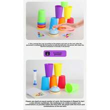 Juego de vasos apilables para niños, competencia de doble jugador sobre la mesa, juego educativo temprano para el entrenamiento de la concentración - Multicolor - Ver 8