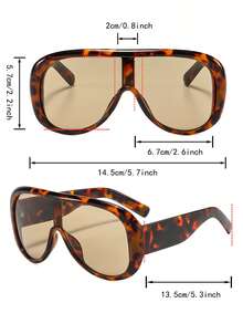 1 Paio di occhiali Grandi da Uomo Antivento alla Moda, Adatti per Vacanze al Mare, Fotografia di Strada, Accessorio di Moda - Stampa leopardata - Visualizzare 5