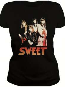 Camiseta con el diseño del álbum "Honey" de Ohio Players, de inspiración retro musical, con estampado llamativo, cuello redondo, corte regular, cómoda para todas las estaciones, para hombres y mujeres. Una camiseta de manga corta adecuada para el hogar, el uso diario, fiestas y viajes, perfecta como regalo para amigos o familiares. - Negro - Ver 1