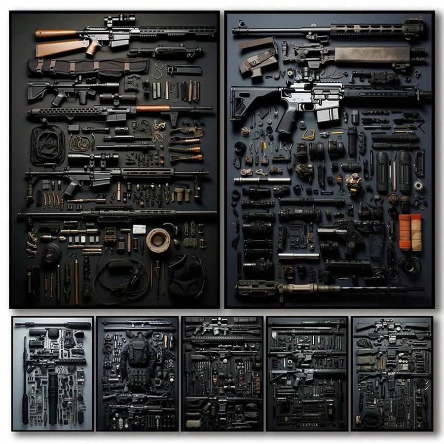 Accesorios de pistola para decoración del hogar, carteles de arte de pared, pintura en lienzo e impresiones de Ak-47, Rifle automático, Interior para habitación, regalos sin marco - SKU-08 - Ver 1