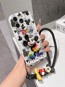 This Disney Mickey Mouse Lanyard Phone Case Is Fully Covered In TPU Material. It's Shockproof, Lightweight, And Compatible With IPhone17/16/11/13/15/15 Plus/15 Pro/15 Pro Max/12/14 Pro Max/11 Pro Max/12 Pro/12 Pro Max/13. This Phone Case Makes A Popular Birthday Gift Or Business Gift; It's Durable, Stain- And Fingerprint Resistant, And Suitable For Both Men And Women. The Set Also Includes A Mickey Mouse Phone Case And A Mickey Mouse Plush Bracelet. It's A Perfect Gift For Friends And Family. This Stylish Phone Case Is Fun, Lightweight, And Durable. IPhone17 Pro Max Phone Case, Minnie Mouse Phone Case. - 白色 - 查看 2
