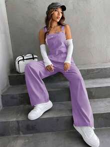 Unity 1 pieza Mono overol con bolsillo con solapa sin top tubo - Morado - Ver 5