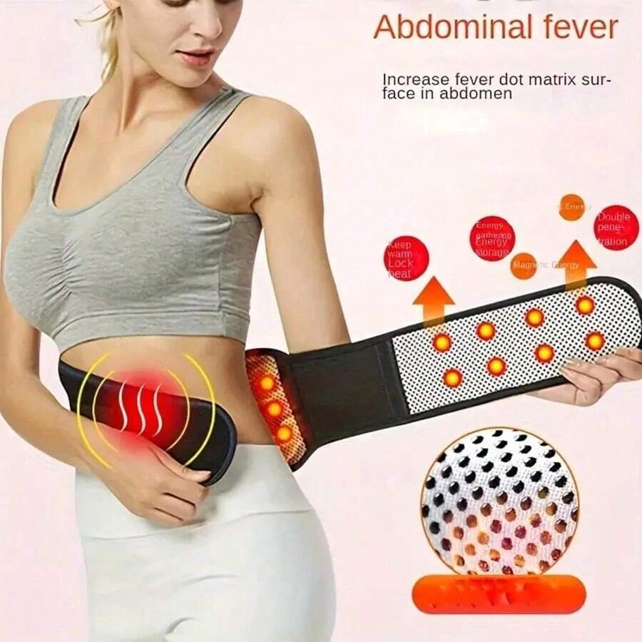 Adjustable Breathable Waist Belt With Heating Pad And Lumbar Support, Unisex, Suitable For Daily Activities, Work And Home Use - Black - View 1