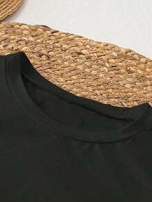Colección de camisetas de estilo urbano casual de verano: camisetas de estilo casual para mujer, camisetas elegantes para mujer, estilos adecuados para cuerpos con curvas, ropa deportiva para mujer, camisetas cortas estampadas y camisetas deportivas de estilo urbano casual, todas diseñadas para la combinación de moda ideal de la temporada. Oferta por tiempo limitado, nuevo modelo promocional, los descuentos son muy atractivos. - Negro - Ver 3