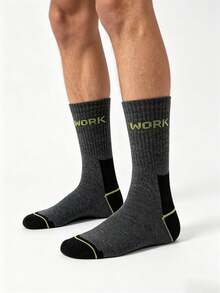 1/10/20/30 pares de calcetines de media caña con costillas y refuerzo en el talón y los dedos para hombres, con estampado de letras con tema de trabajo, adecuados para el trabajo diario y actividades al aire libre de los hombres, disponibles en varios colores - Multicolor - Ver 5