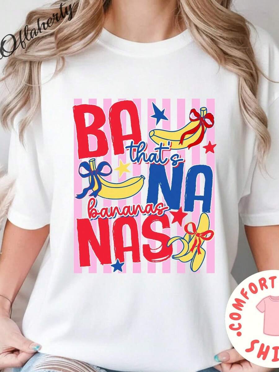 Camiseta That's Bananas, Camiseta de Frutas de Verano, Camiseta con Juego de Palabras sobre Comida, Camiseta Gráfica R, Camiseta Gráfica de Plátano, Camiseta de Verano a la Moda. Camiseta unisex de algodón puro de 220 g. Peso ideal para todas las estaciones, apta tanto para hombres como para mujeres. Tejido duradero de alta calidad, suave al tacto y de larga duración. Parte superior transpirable. Adecuada para la primavera y el verano de las mujeres, vacaciones, Día de la Madre, Día de la Independencia. - Blanco - Ver 1