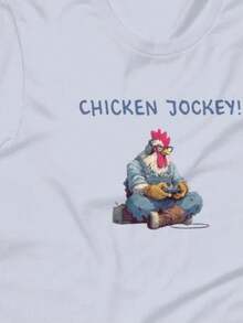 Camiseta divertida de pollo gamer, camiseta de pollo jockey gamer, camiseta de humor animal. Camiseta unisex de algodón puro de 220 g, peso ideal para todas las estaciones, adecuada tanto para hombres como para mujeres. Tejido duradero de alta calidad, suave al tacto y de larga duración. Parte superior transpirable. Adecuada para la primavera y el verano de las mujeres, vacaciones, Día de la Madre, Día de la Independencia. - Blanco - Ver 1