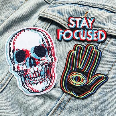 3 Pcs/Set Punk Design Embroidered Patches On Jacket Skull Biker Patch Iron On Patches For Clothing Stickers