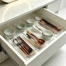 4pcs/1pc Silverware Drawer Organizer, Expandable Utensil Tray For Kitchen, Flatware And Cutlery Holder, Adjustable Plastic Storage For Spoons Forks Knives - View 8