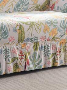1pc Floral Pattern Elastic Sofa Cover With Skirt, Soft & Comfortable Printed Furniture Protector, Multiple Sizes Available - Multicolor - View 11