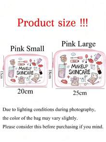 「Skincare」字母印花 PVC 化妝包，拉鍊密封 PVC 旅行收納袋，輕量耐褪色化妝盥洗用品袋，適合女性與女孩，TSA 認證便攜式化妝收納盒，易擦拭清潔設計，適合母親、老師、朋友、護理師等，女性好友禮品袋，學校、度假與旅行必備盥洗用品袋，防水盥洗袋 - 彩色 - 查看 8