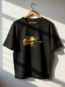 Short-Sleeve T-Shirt With Artistic And Musical Design, Fashionable Short-Sleeve T-Shirt For Spring And Summer 2026, Made In Mexico, 180 Grams. Cartoon Print, Couple Design, Suitable For Indoor Or Outdoor Wear. Crew Neck, Unisex, Ideal For Office And Leisure. One-Piece Pack. - BK-P631577SLNDXZGY470 - 查看 1