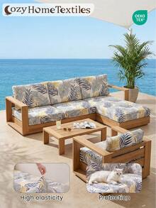 1pc Printed Sofa Cover, High Elasticity, Simple And Modern Style, Soft & Skin‑Friendly, Room Decor, Suitable For Living Room Single Sofa, Double Sofa, Three‑Seat Sofa, L‑Shaped Combination Sofa, Various Occasions, Sold Individually, Autumn Home Decor - Multicolor - View 9