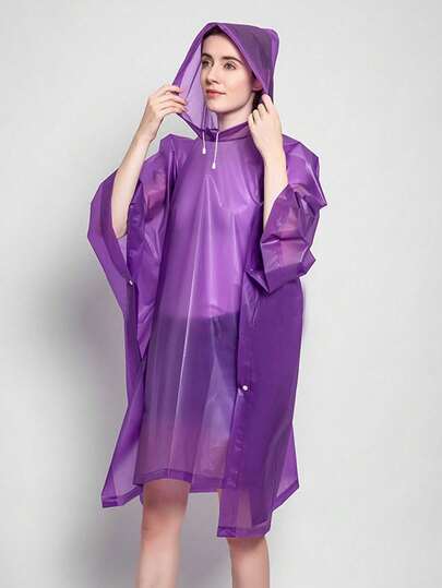 Extra Thick EVA Rain Poncho For Adults, Reusable Storm Proof Rain Cape, Tear Resistant Full Body Rain Coat For Hiking Biking Camping Emergency