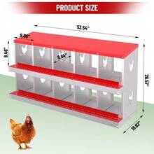 Chicken Nesting Box  Heavy-Duty Galvanized Steel Laying Boxes With Vented Holes For Secure Egg Collection, - Red - View 4