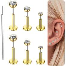 Khuyên tai phẳng 16G 18G 20G, khuyên mũi liền mạch bằng thép không gỉ 316L, khuyên môi sụn, khuyên môi sụn, trang sức xỏ khuyên cơ thể, unisex - bộ khuyên môi - Xem 8