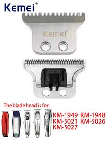 Kemei KM-1949 KM-1948 KM-5021 KM-5026 KM-5027 男士理发器替换刀片,理发剪替换刀头,原厂理发器配件 - 銀色 - 查看 3