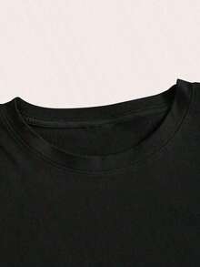Camiseta de manga corta, 1 pieza, con estampado "La bondad es gratis", talla grande, 180g, 100% algodón. - Negro - Ver 3