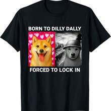 Born To Dilly Dally Funny Shiba Inu Meme Dog Graphic T-Shirt - 黑色 - 查看 1