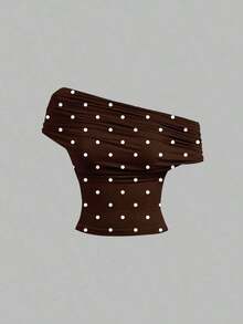 Camiseta de tirantes casual y minimalista con estampado de lunares negros para mujer - Multicolor 3 - Ver 5