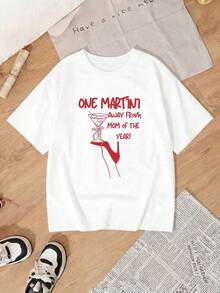 Women's Casual White T-Shirt With Round Neck, Drop Shoulders, Short Sleeves, Regular Fit With Graphic Print By Martini ZG6R - 白色 - 查看 2