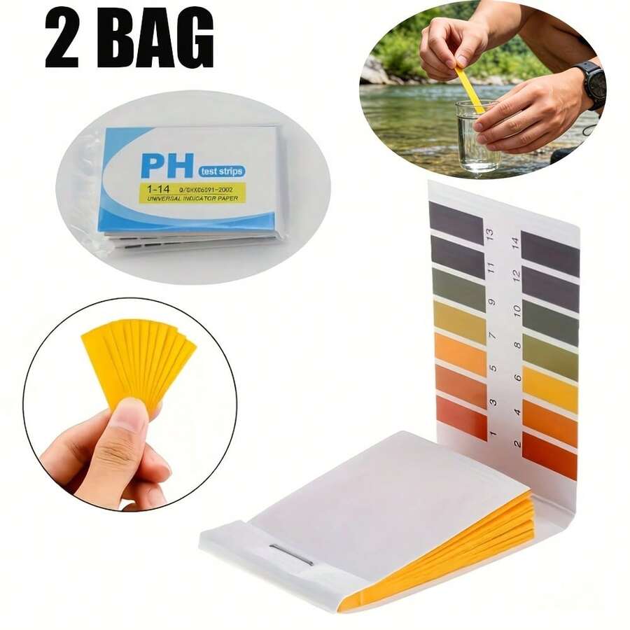 Tiras de prueba de pH 1-14, papel de prueba de calidad del agua para acuario doméstico, piscina, agua al aire libre y prueba de suelo - Multicolor - Ver 1