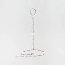 Exquisite Shiny Chain Linked Finger Bracelet, Bridal Wedding Accessory - Silver - View 5
