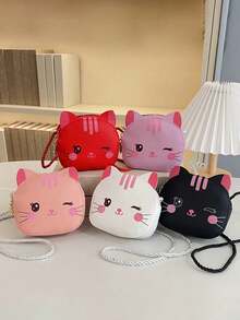 This Stylish Cartoon Winking Cat Coin Purse Features A Cute Zipper Design, A Korean-Style Round Mini Shoulder/Crossbody Style, And A Unique Design With A Comfortable And Versatile Shoulder Strap. Suitable For Everyday Outings And Leisure Activities, It Makes A Great Gift Choice. - Multicolor - View 1