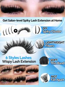 720/576PCS DIY Eyelash Extension Kit, Mixed Assortment Of Lengths (8–16mm), Beginner-Friendly And Easy To Apply For A Natural-Looking, Including 6 Styles In One Box, Effortlessly Create Personalized Lash Looks Tailored To Your Preference - D - View 11