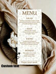 Personalisierte minimalistische Hochzeits-Menükarte, individuell gestaltete Hochzeits-Dinner-Menükarte, elegante Hochzeits-Tischdekoration, anpassbare Event-Kartendekoration, geeignet für Hochzeitsbankett, Vorhochzeitsfeier und alle romantischen Hochzeits-Szenen-Dekorationen - Speisekarte - Übersicht 1