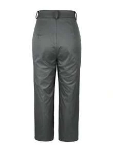 Pantalones de pierna ancha con bolsillo con cremallera Jisfaneya, elegantes, versátiles para la oficina, la escuela y el uso diario, de unicolor sin cinturón, para primavera y verano, en color negro - Gris Oscuro - Ver 7