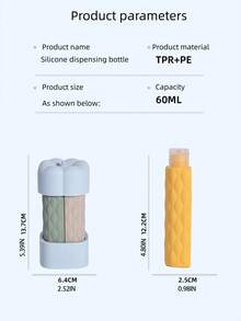 1 pieza (color aleatorio) Juego de botellas recargables de silicona de 4 en 1 para viajes, dispensador conveniente de champú y gel de baño - Multicolor - Ver 10