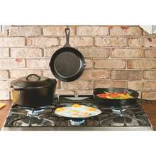 3pcs Pre-Seasoned Cast Iron Round Griddle Pan - Suitable For Pancakes, Tortillas Etc. - Compatible With Induction Cooktop, Grill, Oven And Open Flame - Black - View 2