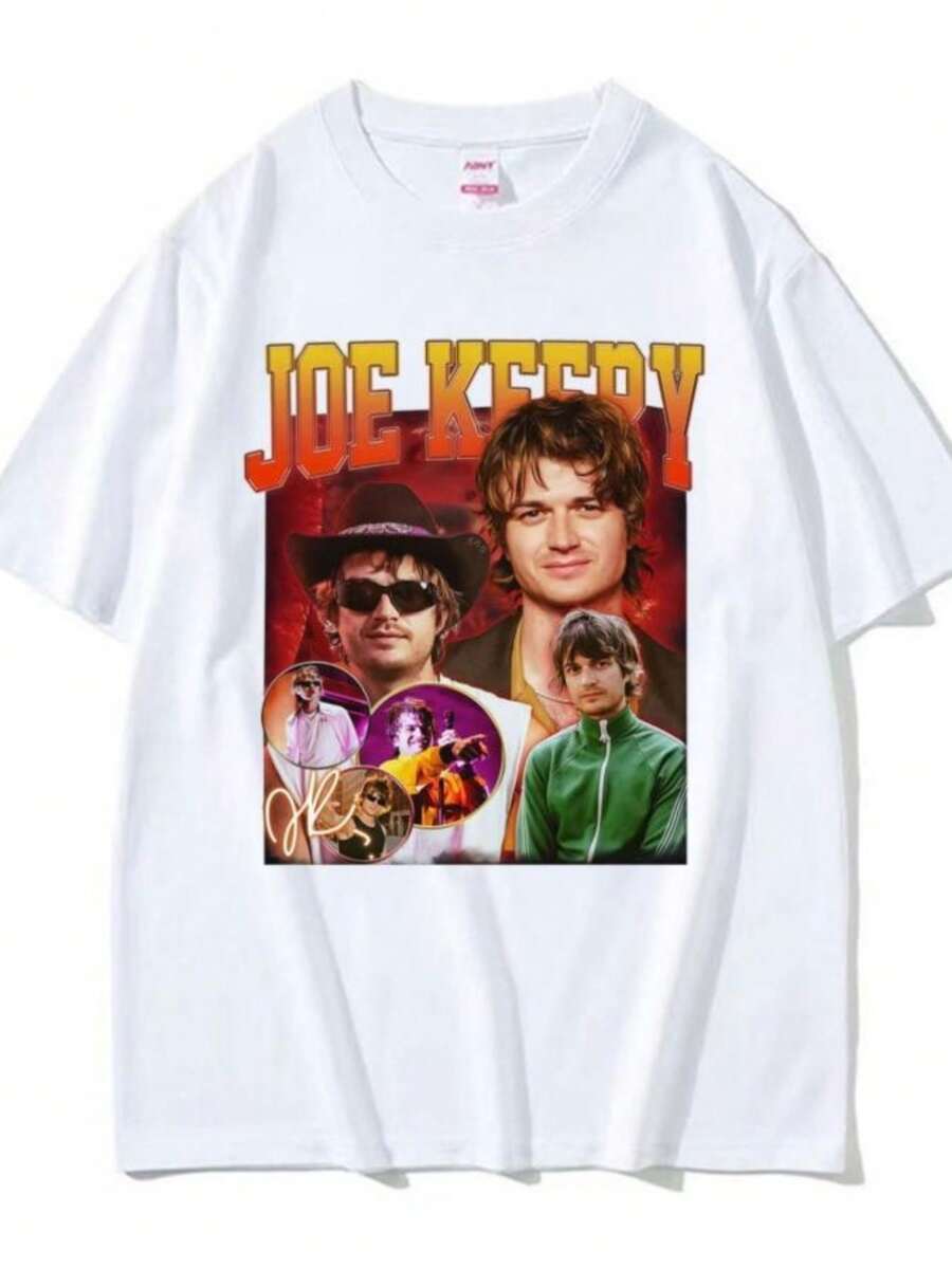 playeras de mujer 2026 Retro 90s Joe Keery Gift for Fan Tee Shirt Men's Women Clothing Fashion Gothic High Street T-shirt Man Casual Cotton Oversized T Shirt - Blanco - Ver 1