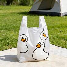 50Pcs Cute Cartoon Duck Pattern Disposable Plastic Vest Bags, Portable Lightweight Handheld Shopping Bags, Multifunctional Takeout Packaging Gift Bags For Snack Grocery Store - 50pcs - View 1